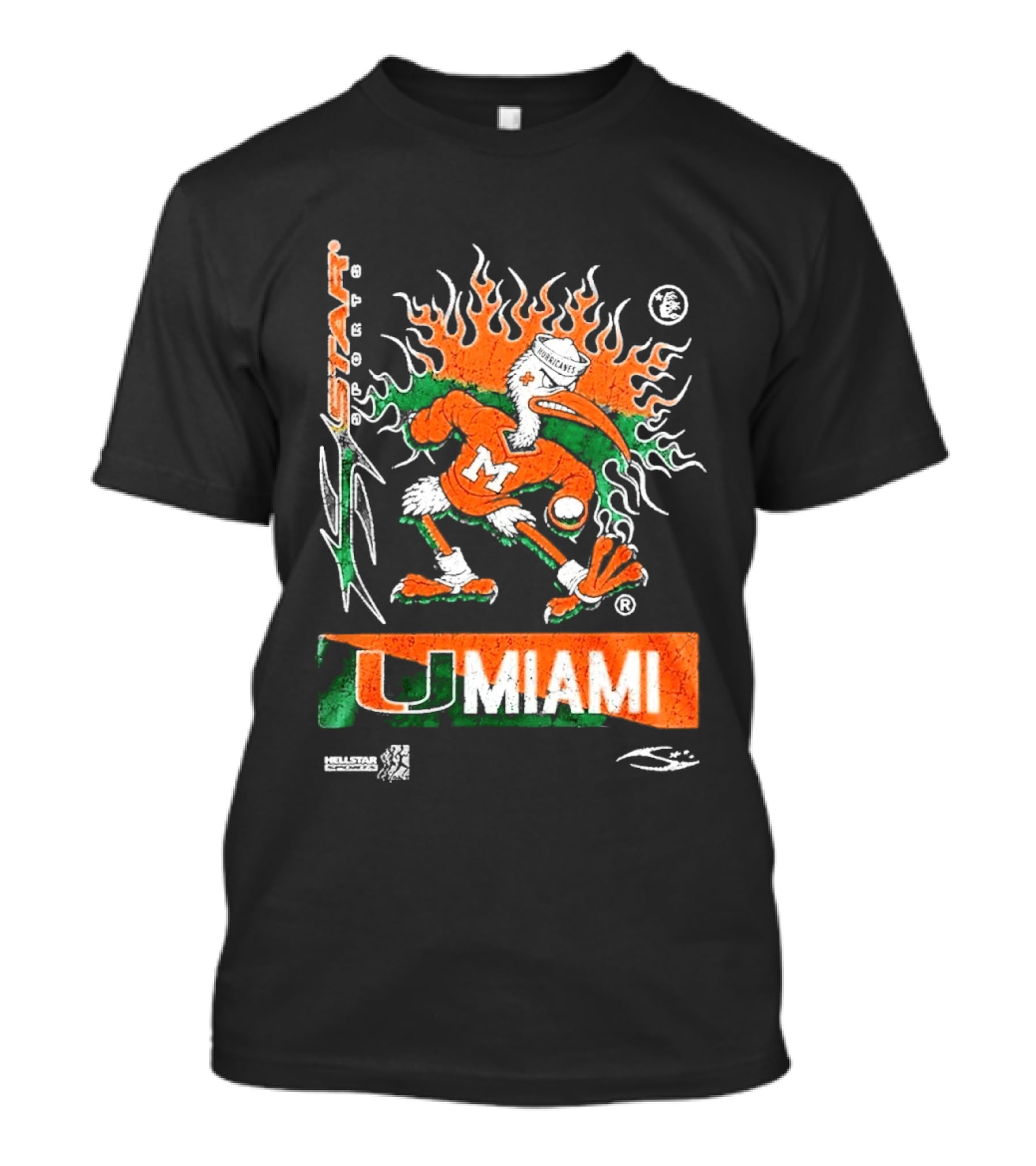 Miami Hurricanes Football U Miami X Hellstar Sports Flame Duck T-Shirt
