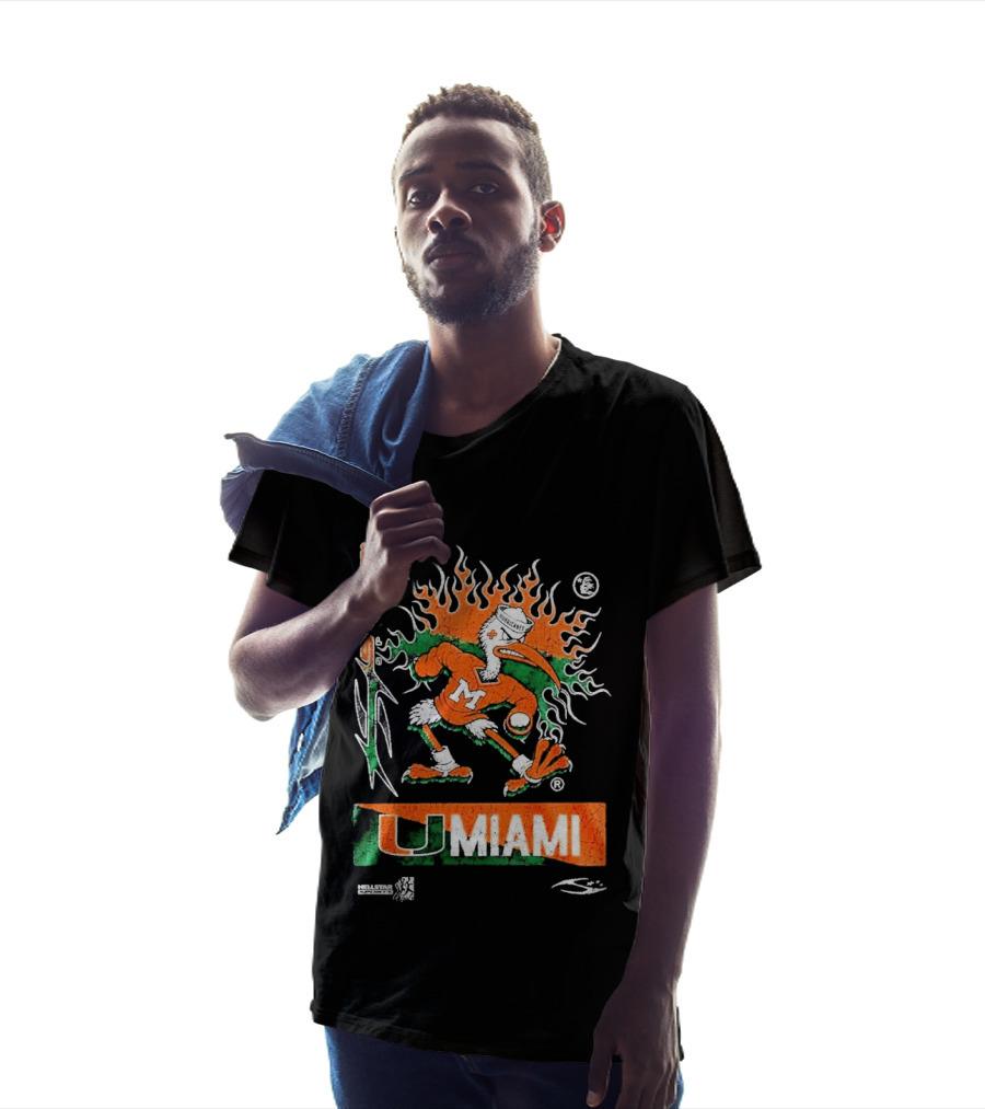 Miami Hurricanes Football U Miami X Hellstar Sports Flame Duck T-Shirt
