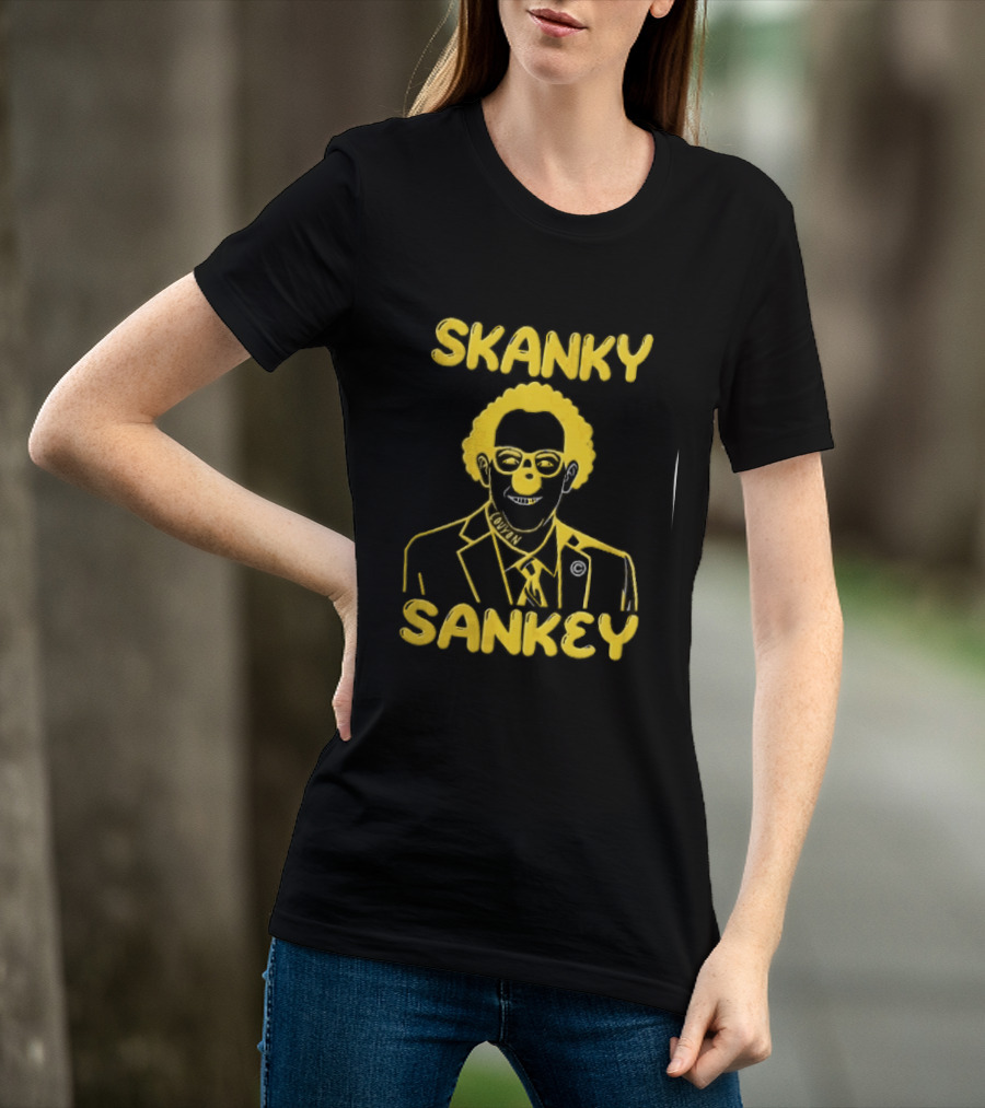 Skanky Sankey Couyon Clown Glasses Yellow Suit Caricature T-Shirt