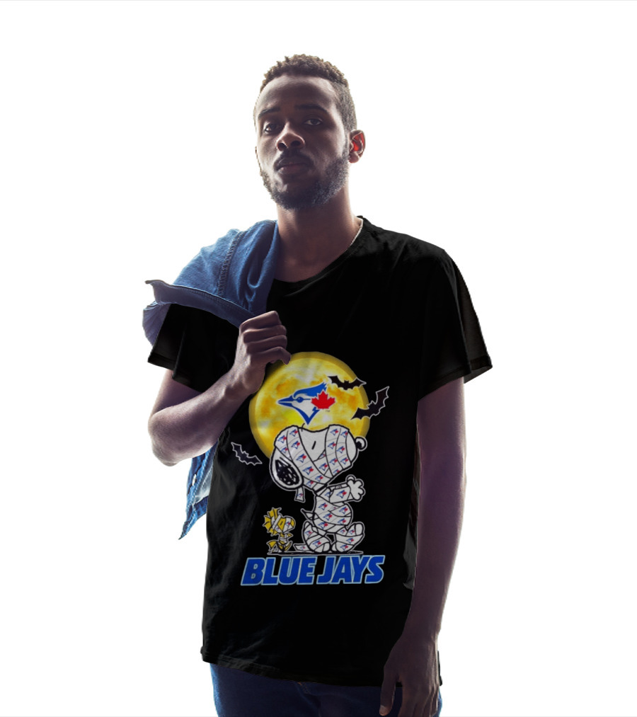 Toronto Blue Jays Halloween Snoopy Woodstock Mummy Cosplay Full Moon Bats T-Shirt