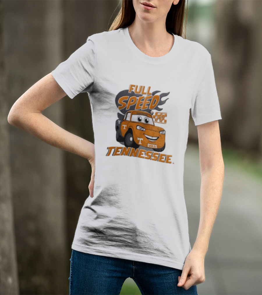 Full Speed Tennessee Vols Truck Cartoon With Flames And Number Plate T-Shirt