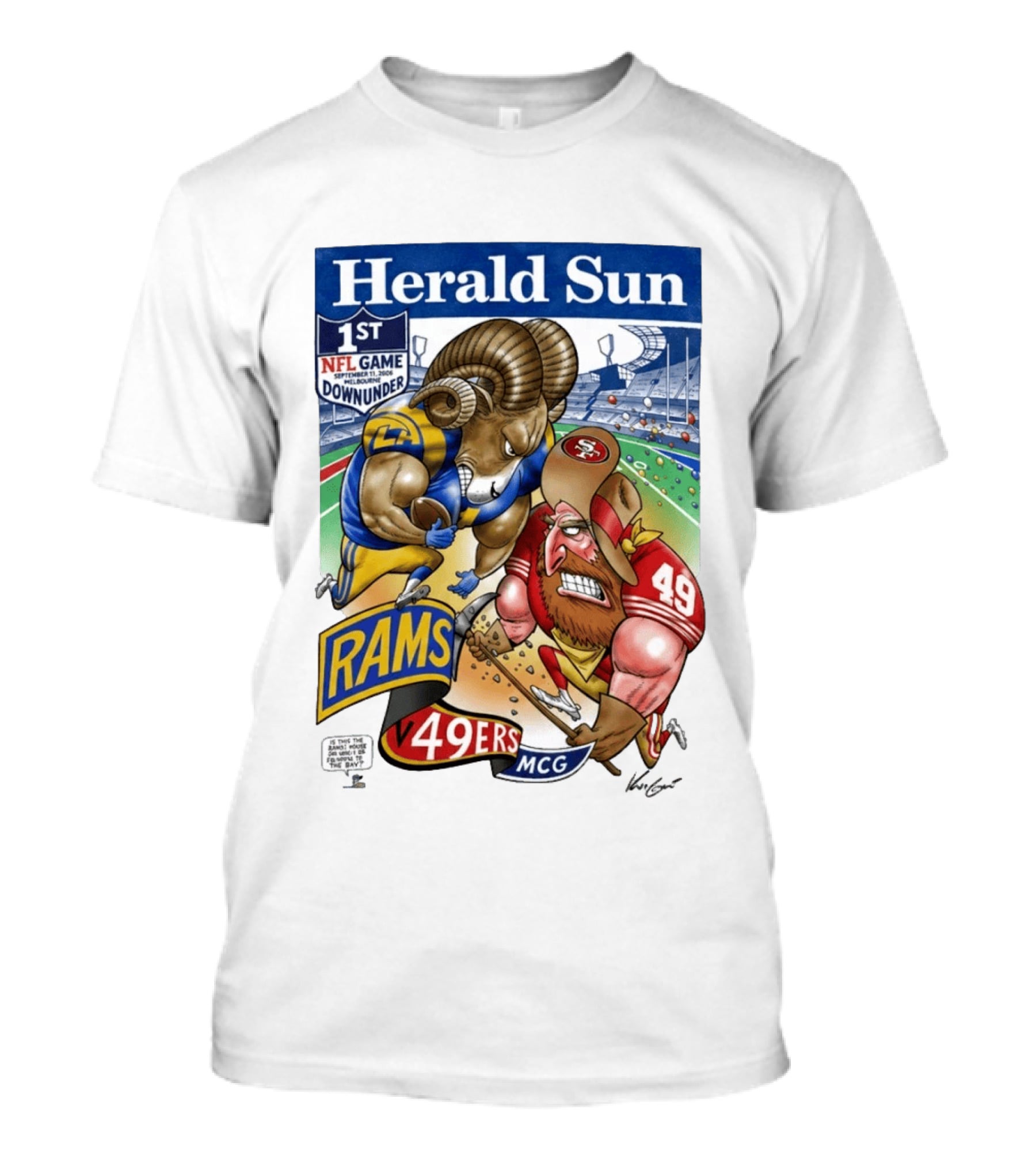 Herald Sun 1st NFL Game Down Under September 11 2026 Rams Vs 49ers MCG Melbourne T-Shirt