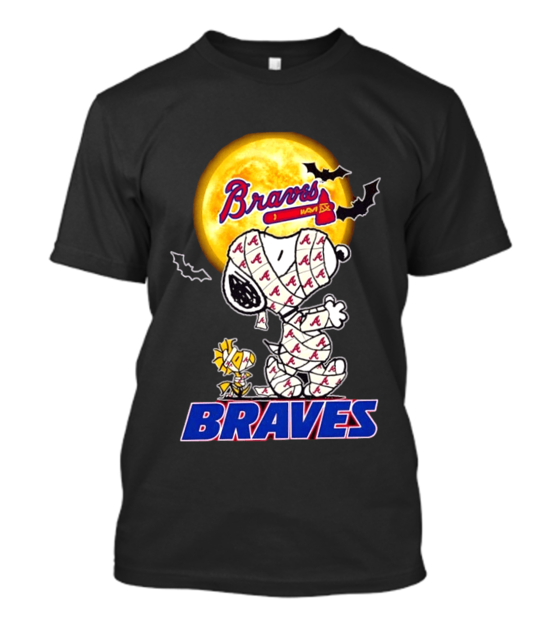 Atlanta Braves Halloween Snoopy Woodstock Mummy Cosplay T-Shirt