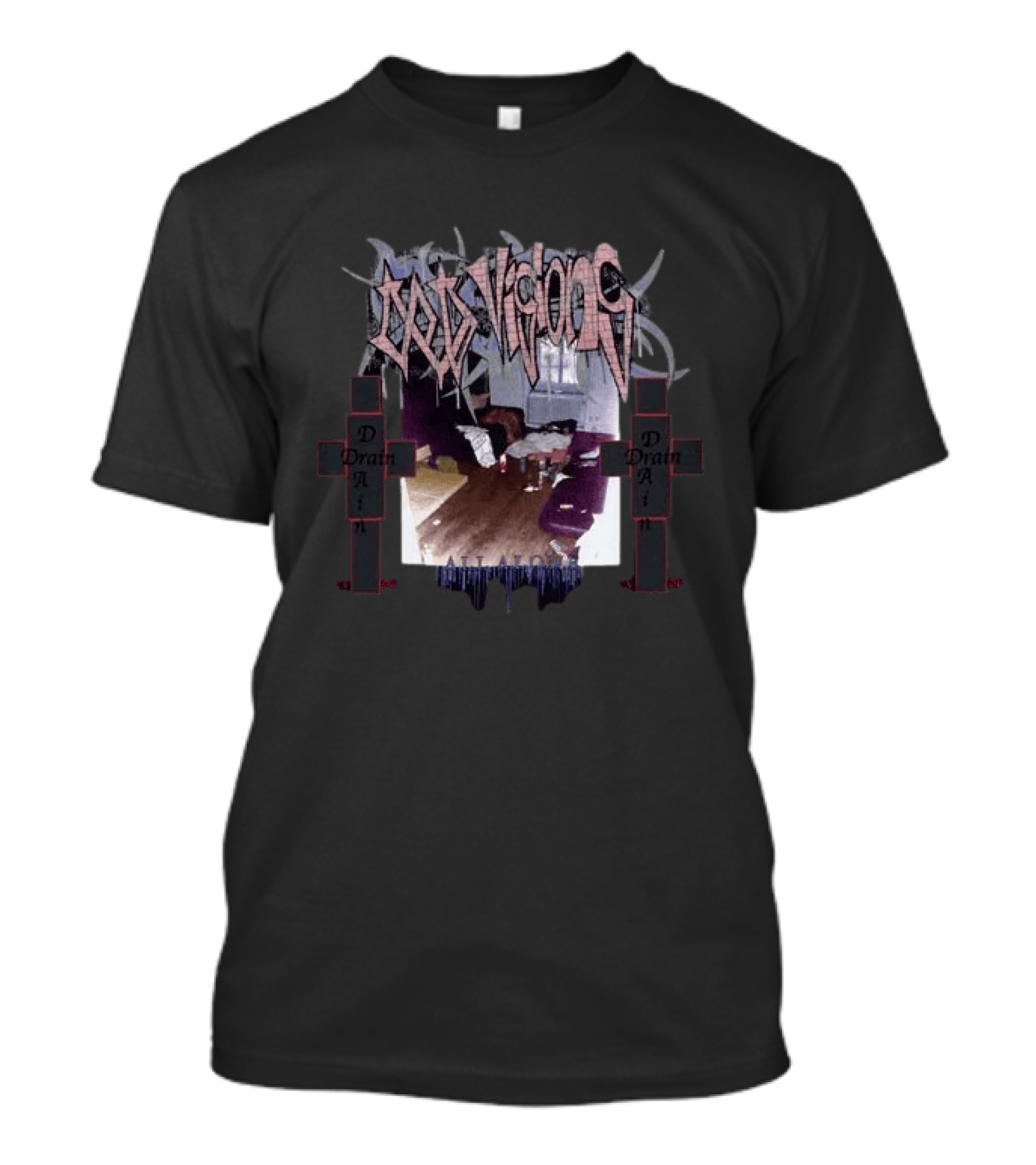 Bladee Cold Visions 32 Black Drain Gang Gothic Aesthetic T-Shirt
