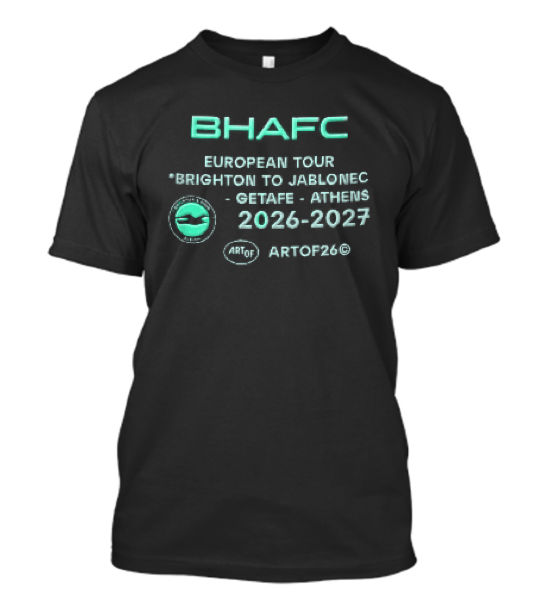Brighton And Hove Albion BHAFC European Tour Jablonec Getafe Athens 2026 2027 AMEX Seagulls T-Shirt