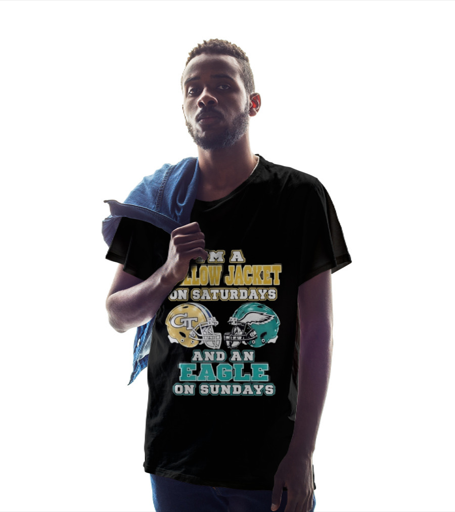 I'm A Yellow Jacket On Saturdays And An Eagle On Sundays GT Football Helmets T-Shirt