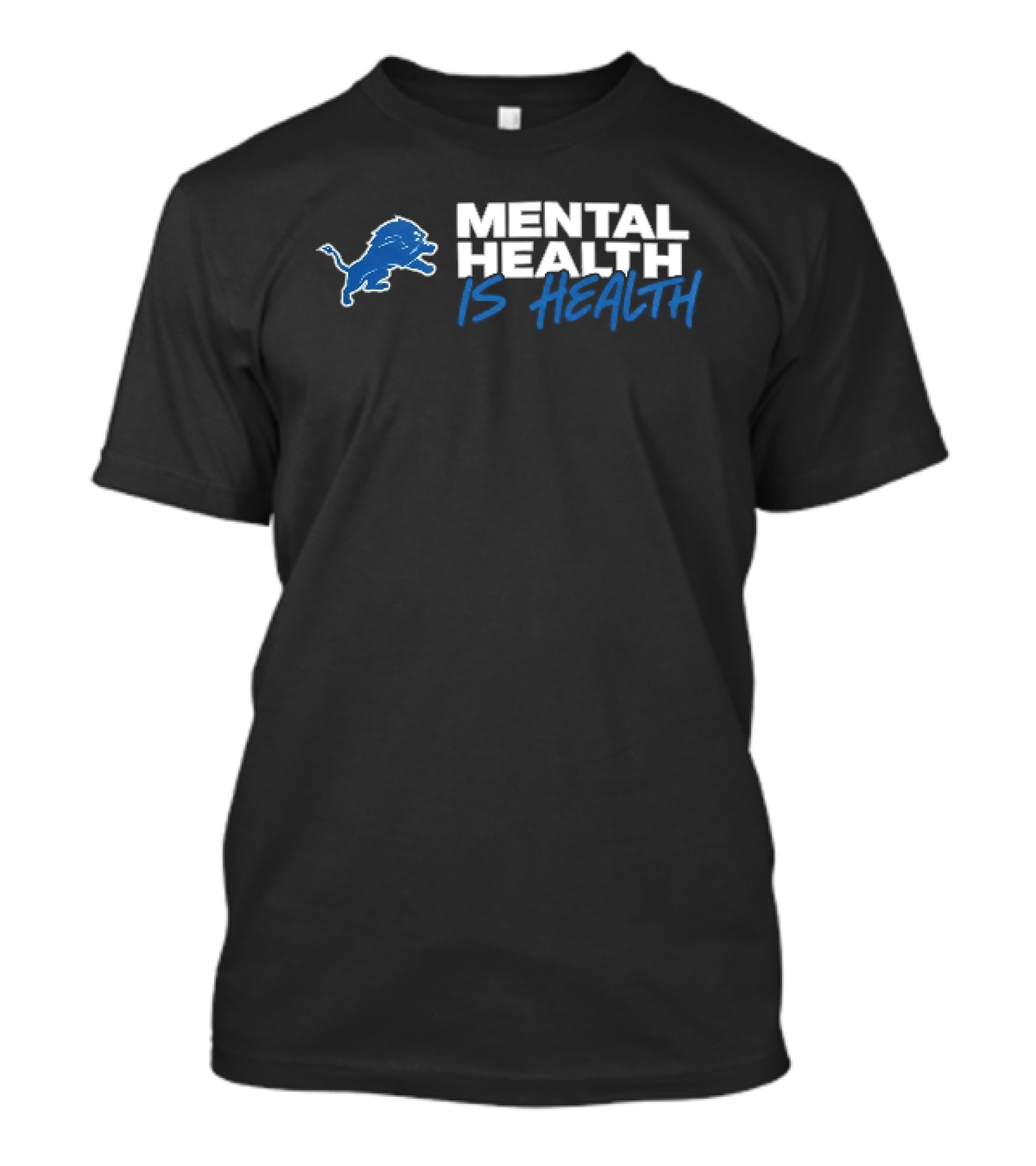 Detroit Lions Mental Health Is Health Blue Lion T-Shirt