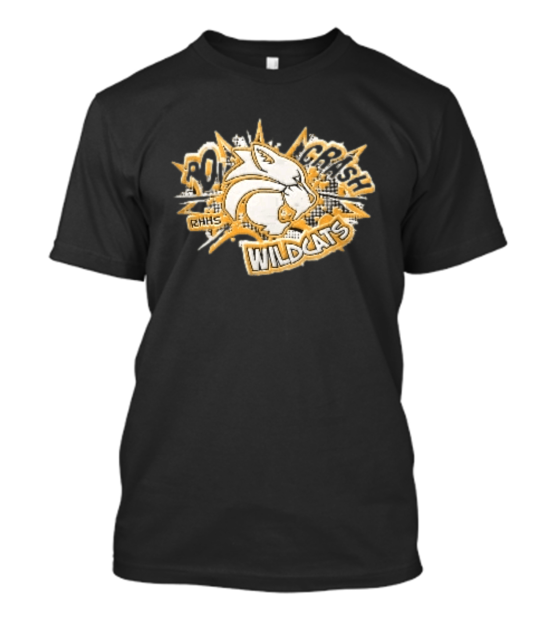 RHHS Wildcats Pow Crash Comic Burst Halftone Head T-Shirt