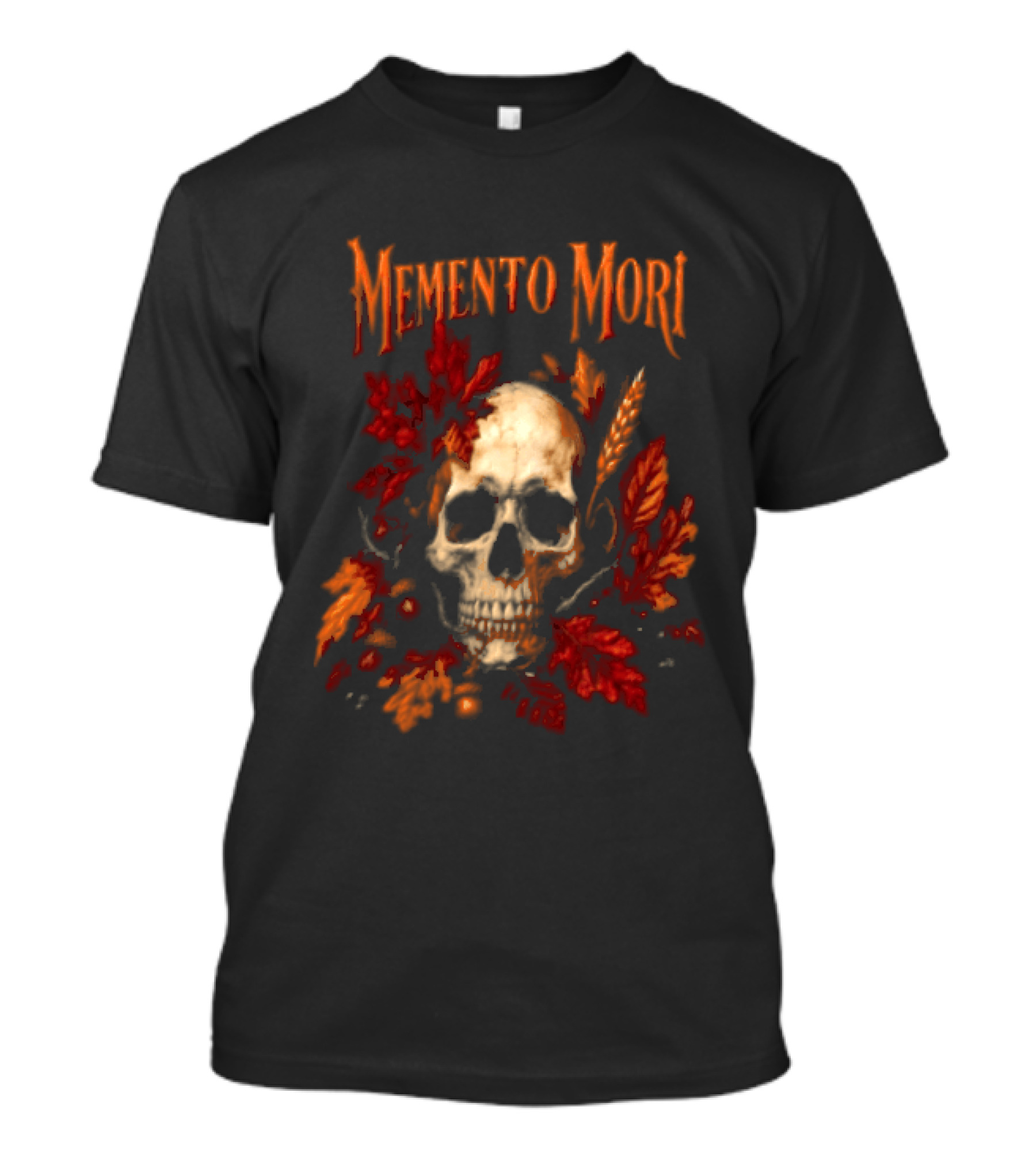 Memento Mori Skull Autumn Leaves T-Shirt