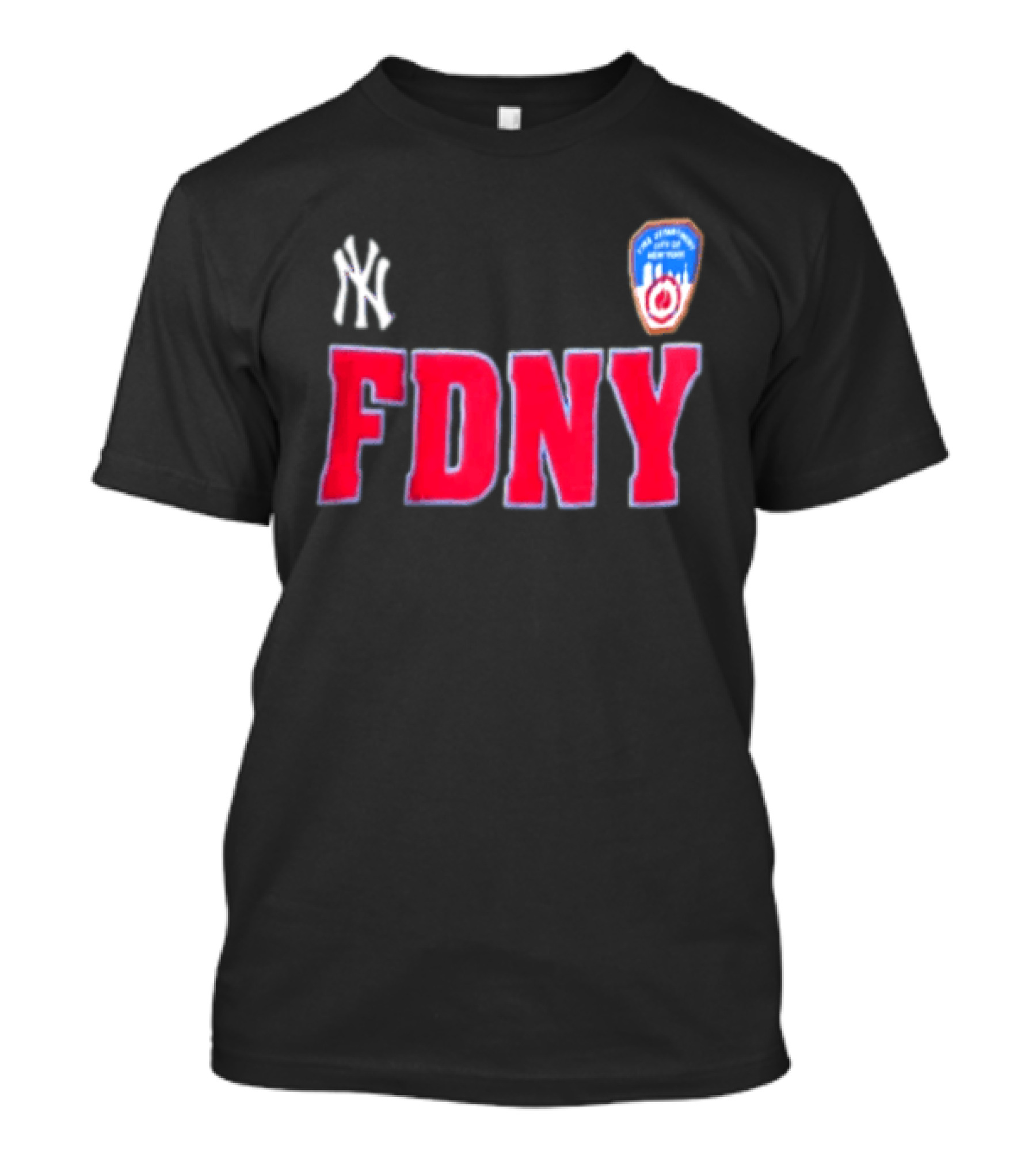New York Yankees FDNY Collaboration With FDNY Patch And Yankees T-Shirt