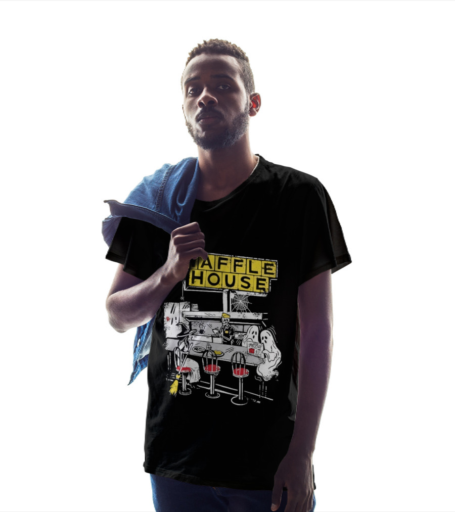Waffle House Wafflehaunted House Ghostly Diner Scene Halloween T-Shirt