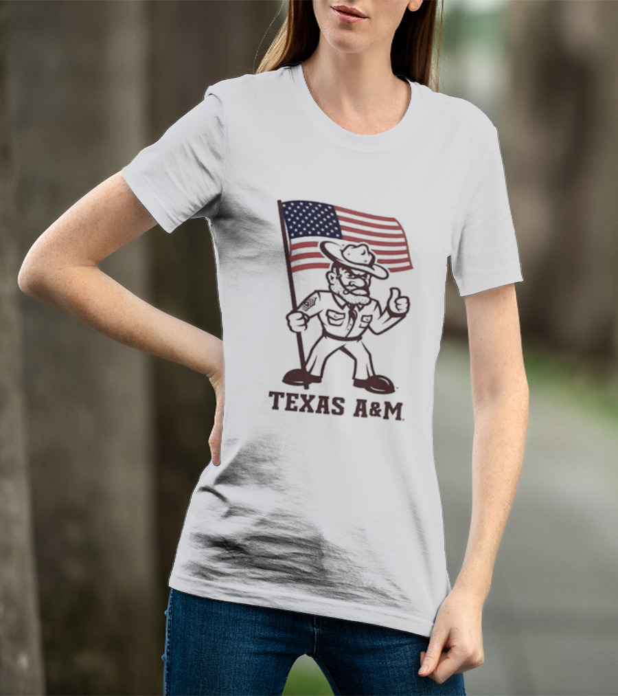 Awesome The Ol' Sarge Collection Texas A&M Maroon USA Flag T-Shirt