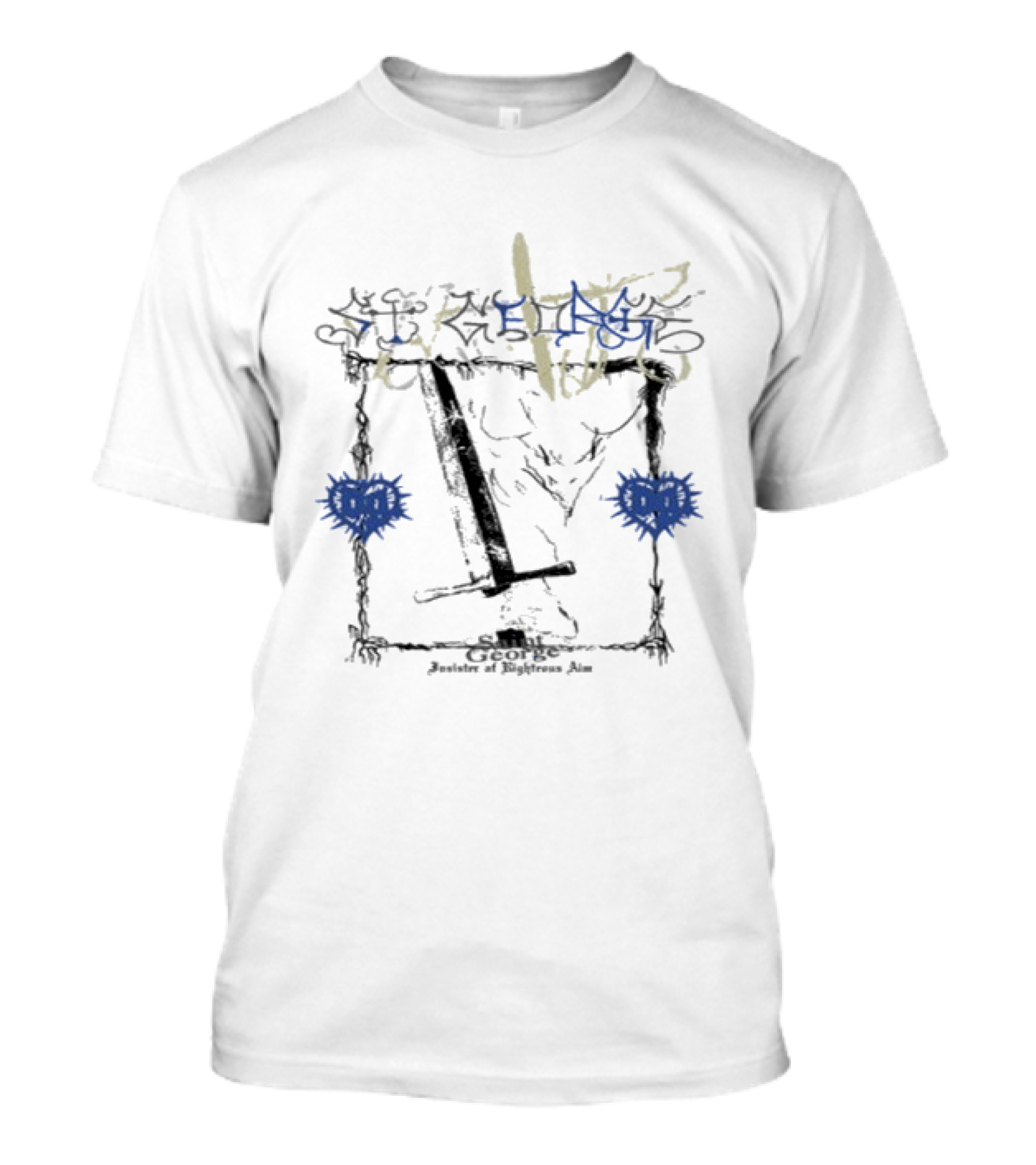 Bladee Martyr St. George Enhanced Print Skull Swords Roses T-Shirt