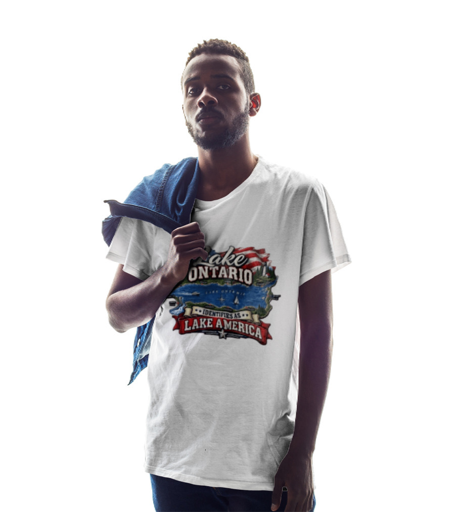Lake Ontario Identifies As Lake America Map With Patriotic Flag And Nautical T-Shirt