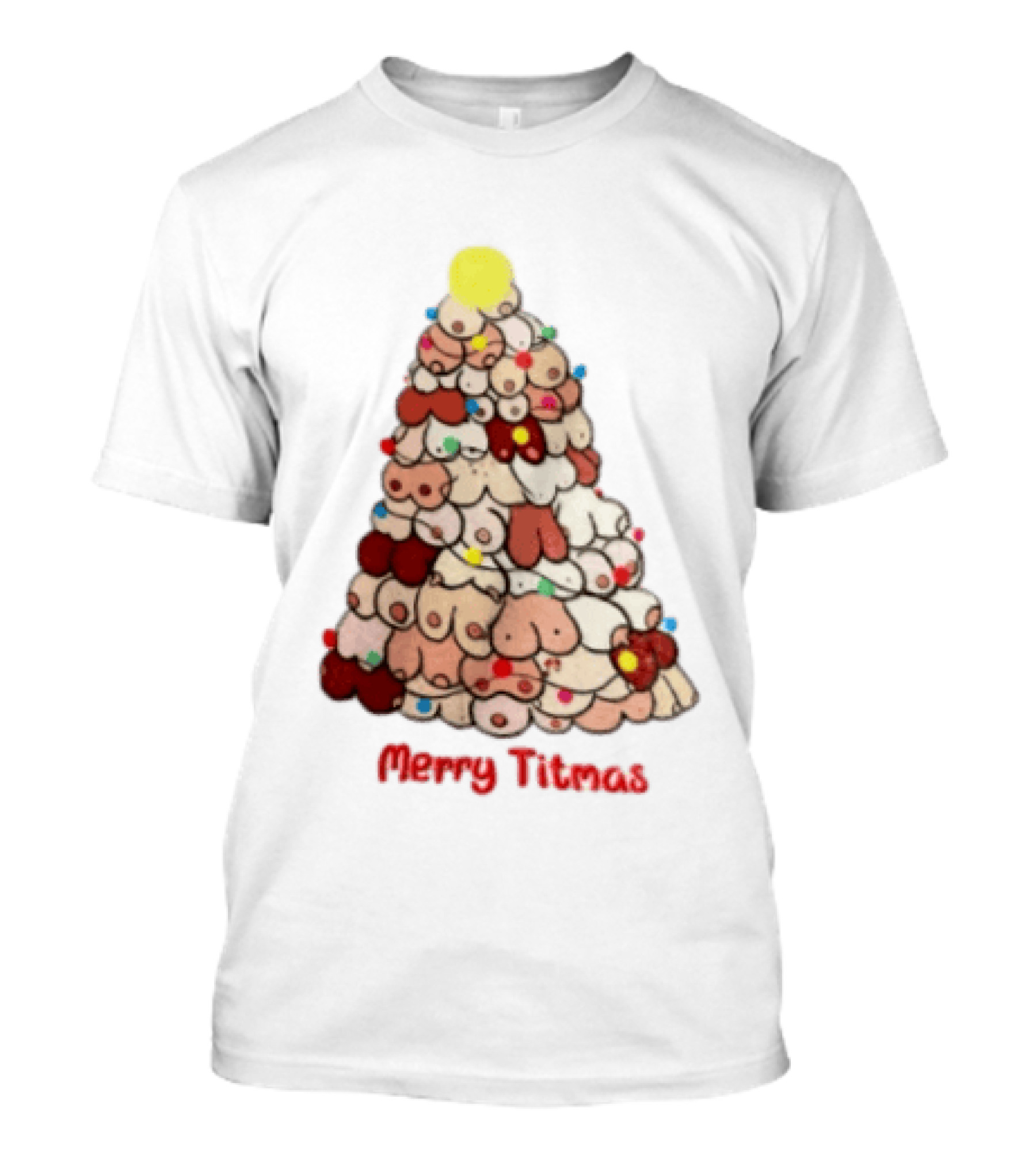 Merry Titmas Christmas Tree Humor Boob Ornaments T-Shirt