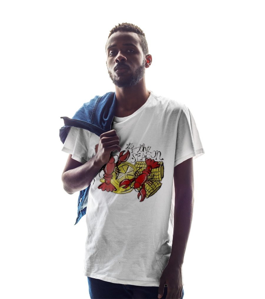 Tis The Season Distressed Cartoon Crawfish Lemon Corn Cob Fun T-Shirt