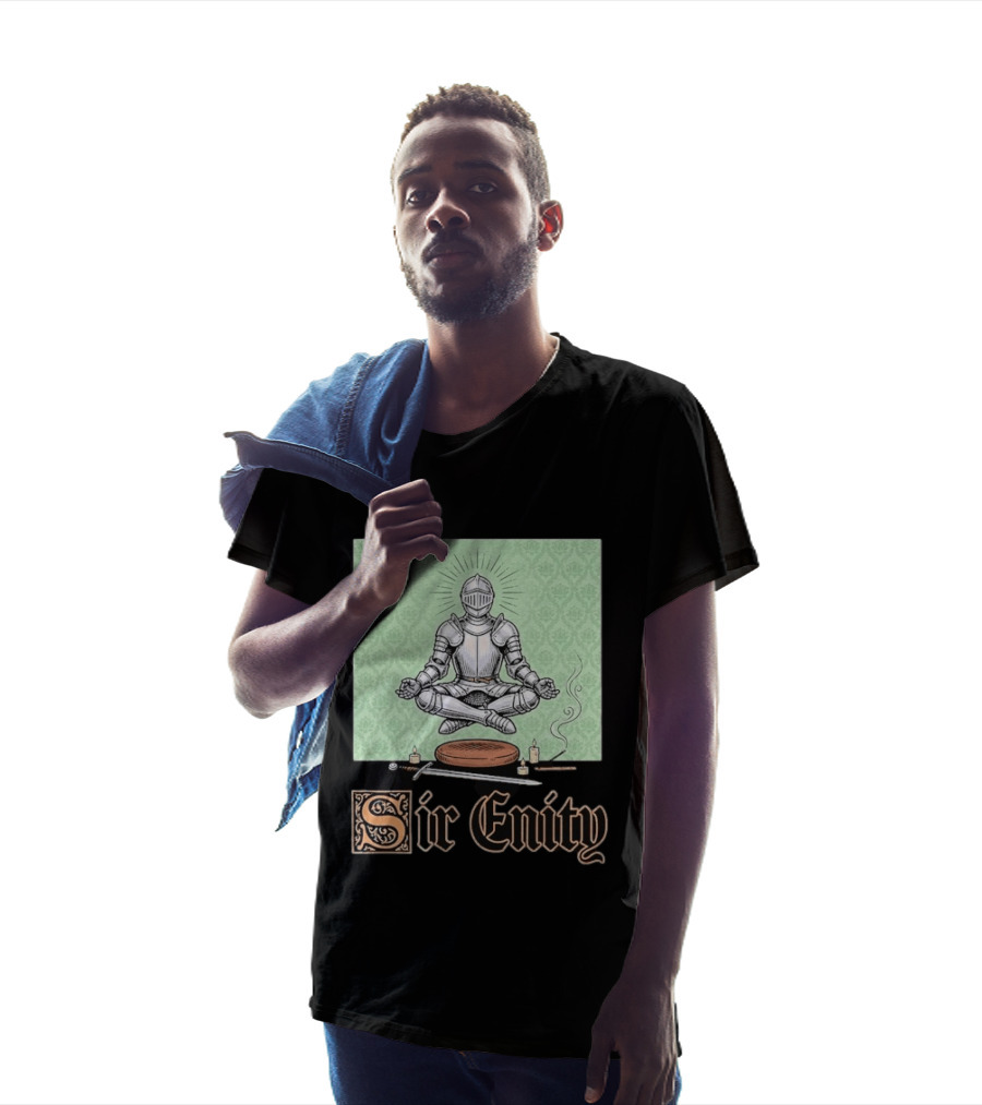 Sir Enity Knight In Meditation With Vintage Design And Candle Accents T-Shirt