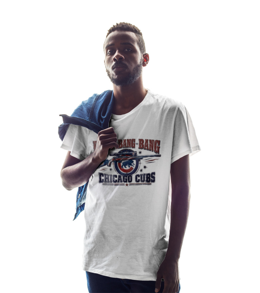 Bang Bang Bang Chicago Cubs Sniper Rifle Bullet Holes T-Shirt