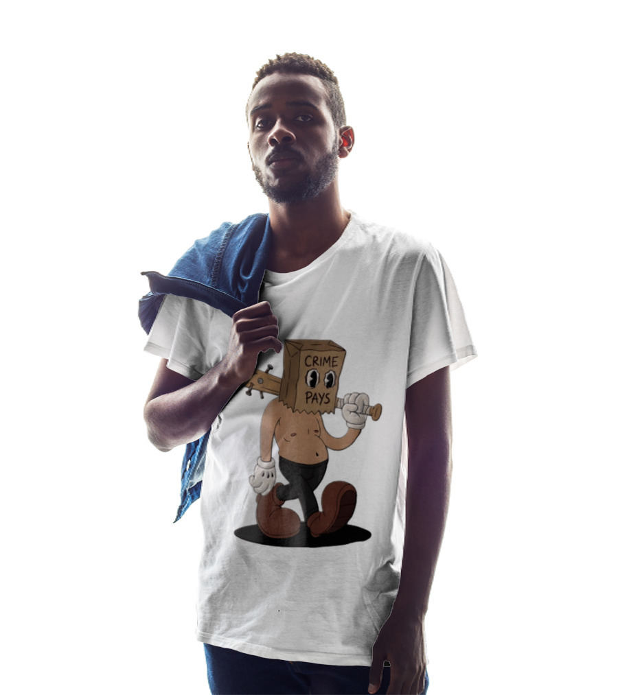 Crime Pays Cartoon Character With Spiked Bat T-Shirt