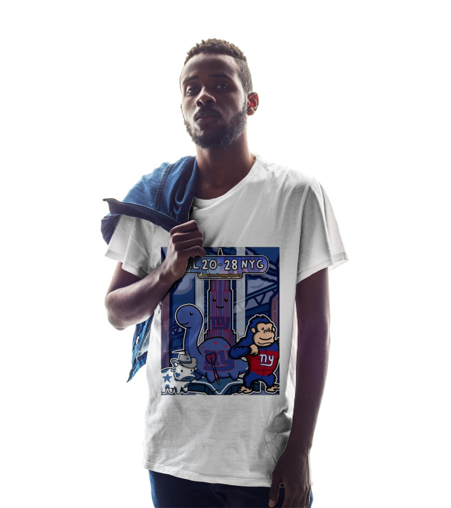 CornDoggy Sports DAL 20 28 NYG Dallas Cowboys New York Giants Cartoon Characters T-Shirt