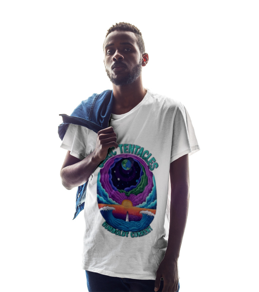 Ozric Tentacles Humboldt Current Ocean Lighthouse Sunset Planet Waves T-Shirt