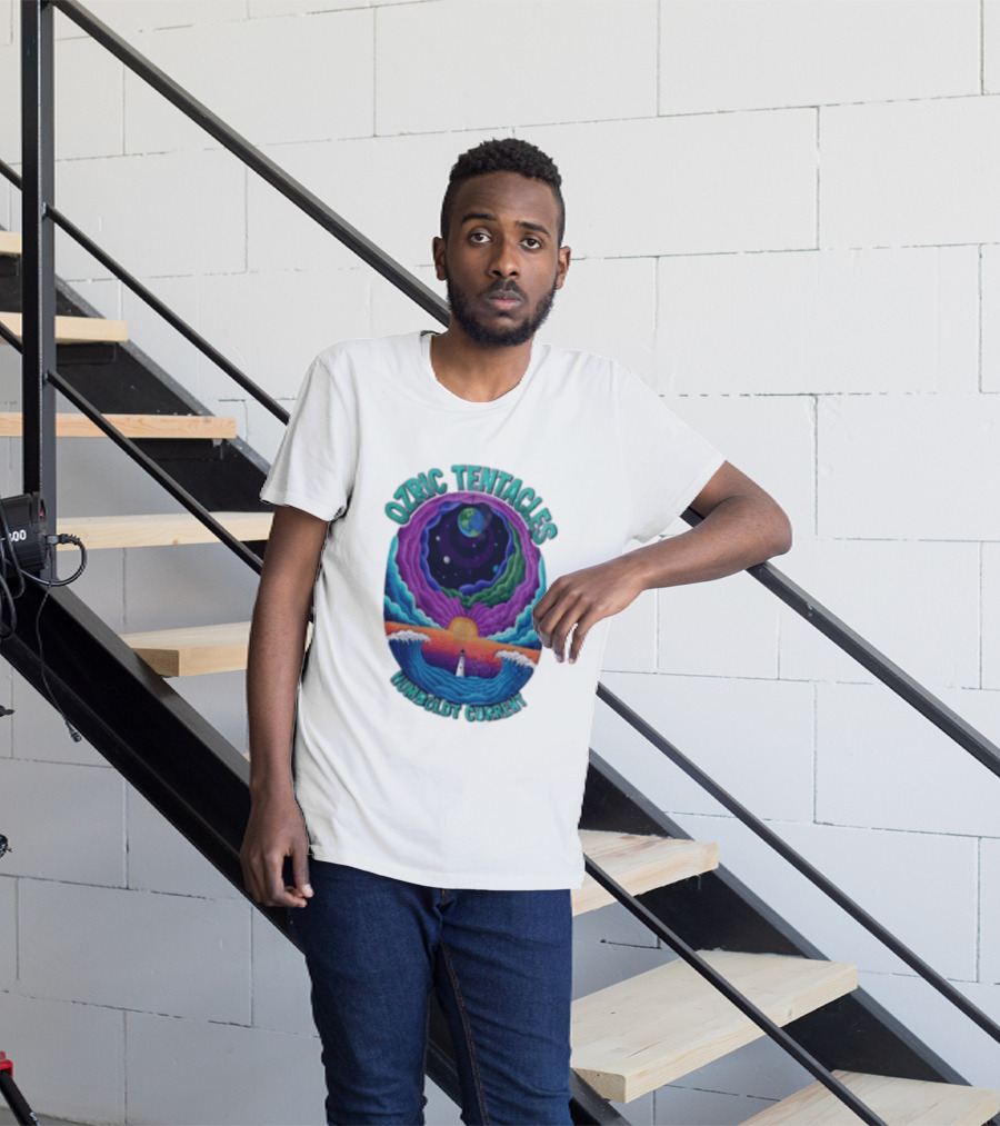 Ozric Tentacles Humboldt Current Ocean Lighthouse Sunset Planet Waves T-Shirt