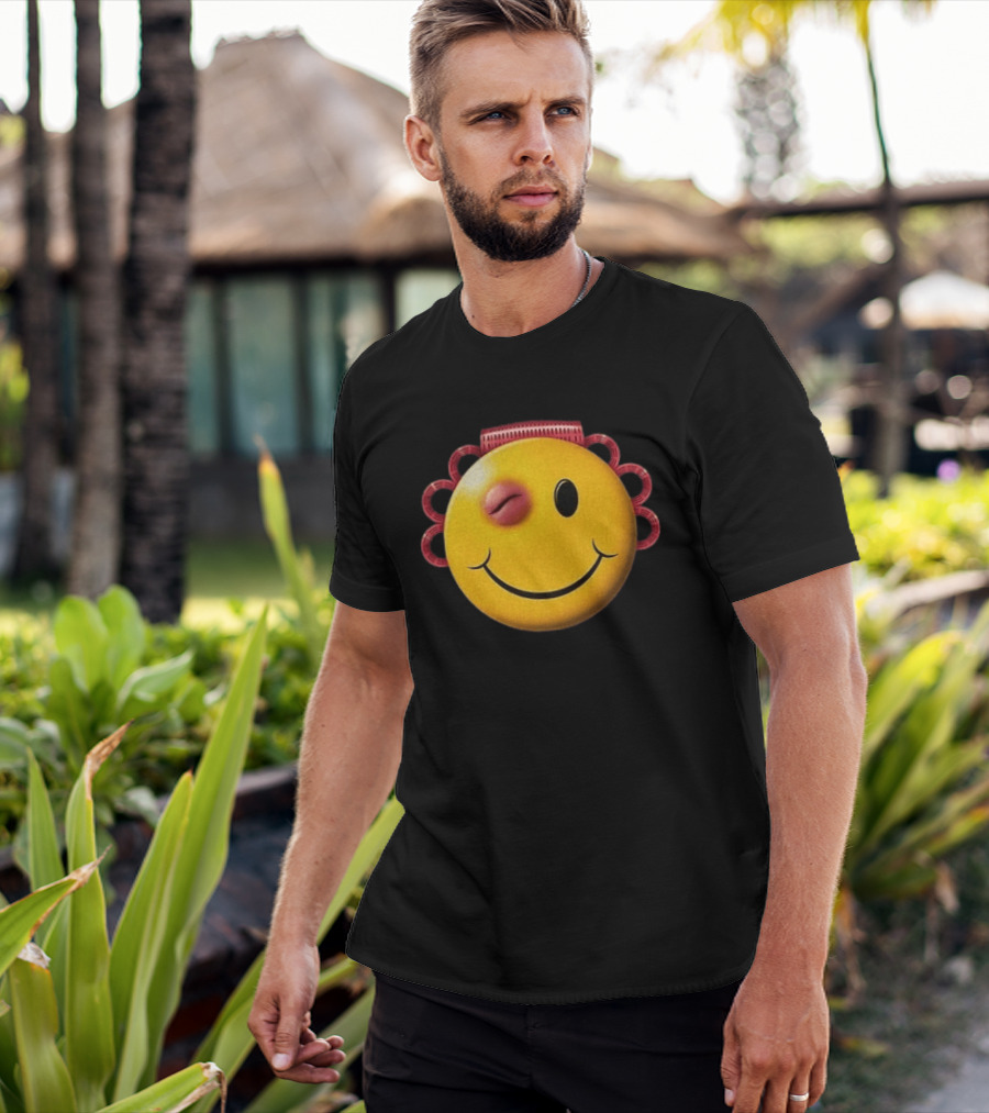 A$AP Rocky Don't Be Dumb Tour Smiley Face With Winking Eye And Red Rope Details T-Shirt