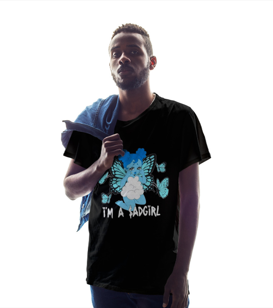 I'm A $ad Girl Blue Butterfly Sad Girlz Store Black T-Shirt