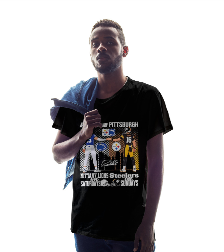 Penn State Nittany Lions Saturdays Pittsburgh Steelers Sundays Skyline Football Rivalry T-Shirt