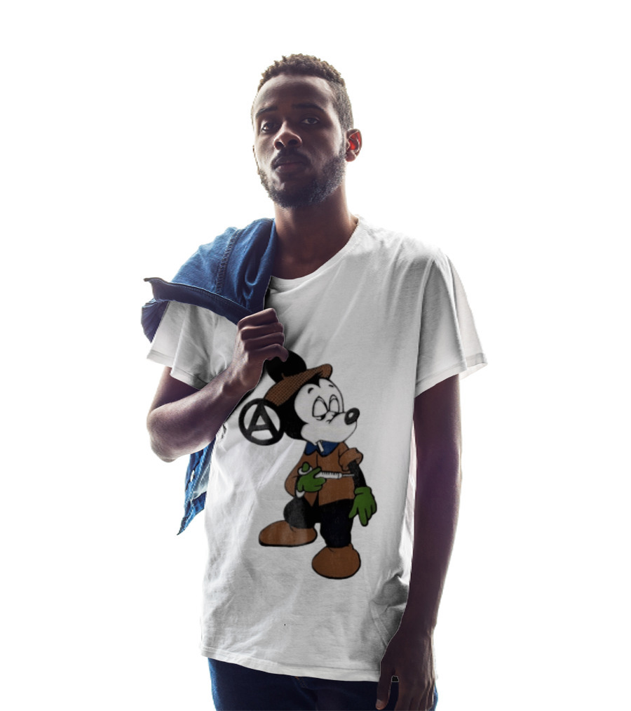 Bootleg Halftone Cartoon Mouse Anarchy Syringe T-Shirt