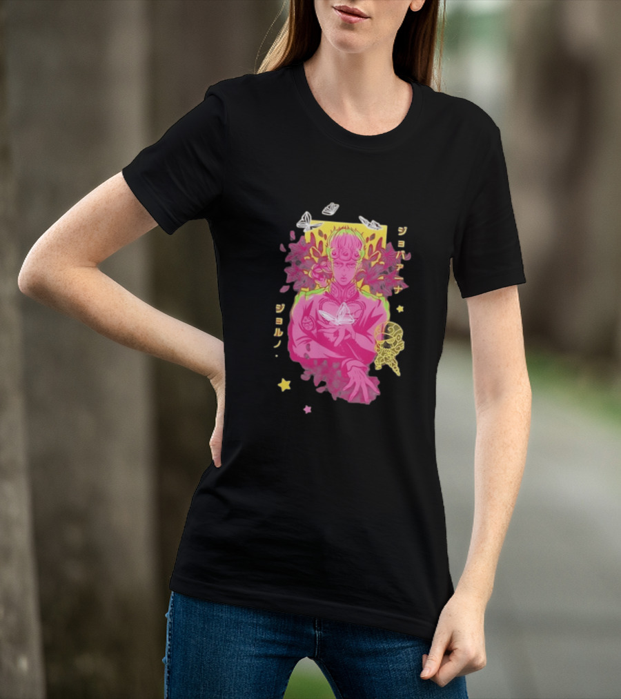 Giorno Giovanna JoJo's Bizarre Adventure Romaji Butterflies Neon Manga T-Shirt