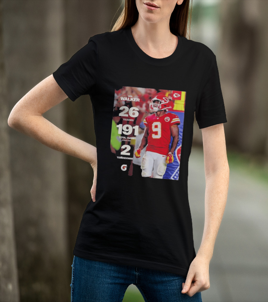 Ken Walker Kansas City Chiefs Career High 26 Touches 191 Total Yards 2 Touchdowns T-Shirt