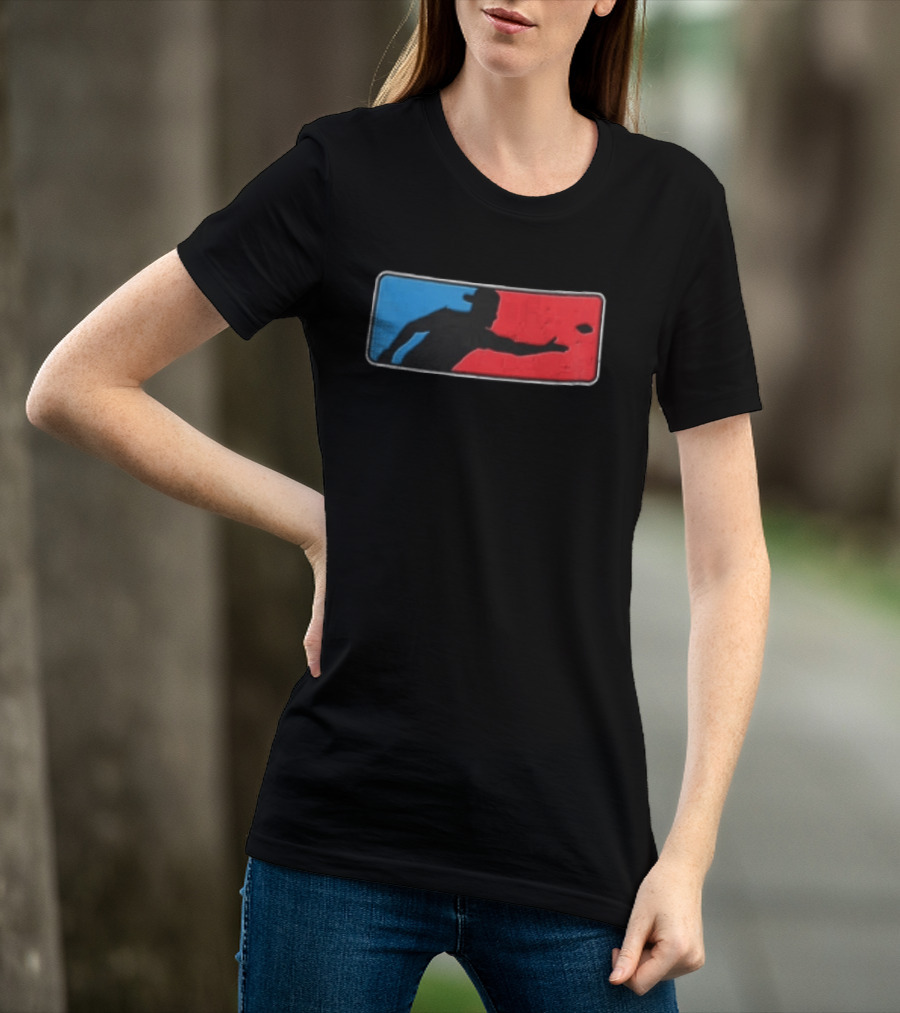 Distressed Red Blue Disc Golf Throwing Silhouette Sports Ultimate T-Shirt