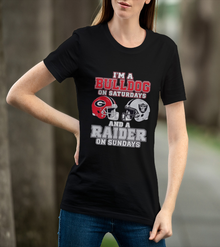 I'm A Bulldog On Saturdays And A Raider On Sundays Georgia G Helmet Raiders Helmet T-Shirt