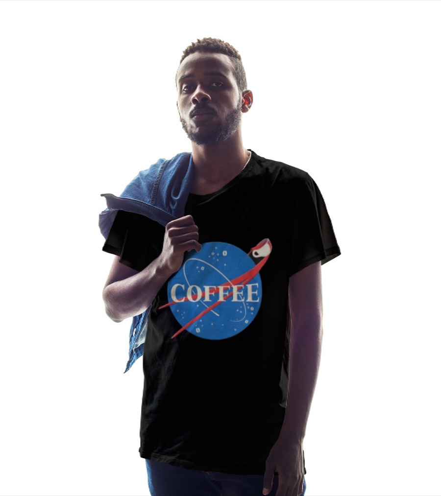 Nasa Coffee Meatball Spilling Cup Orbit Beans Distressed T-Shirt