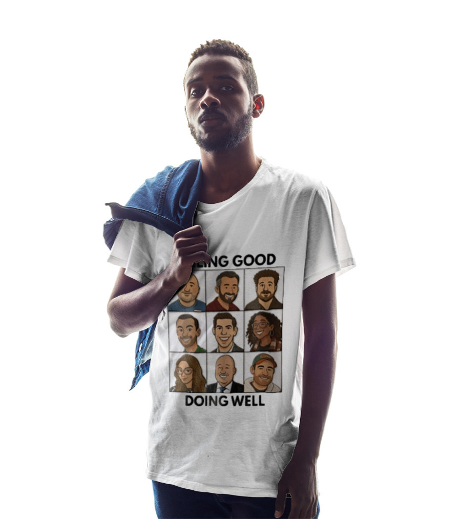 Feeling Good Doing Well Nine Cartoon Caricature Grid T-Shirt