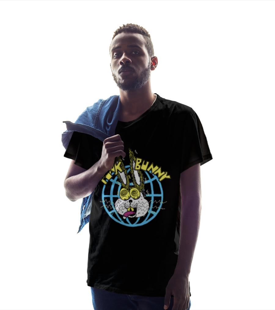 Punk Bunny Store Trucker Hat With Vibrant Bunny And Electric World Motif T-Shirt