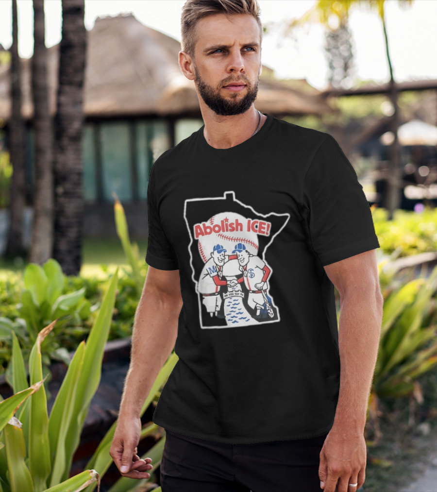 Minnesota Twins Abolish ICE Cartoon Players Shaking Hands River State T-Shirt