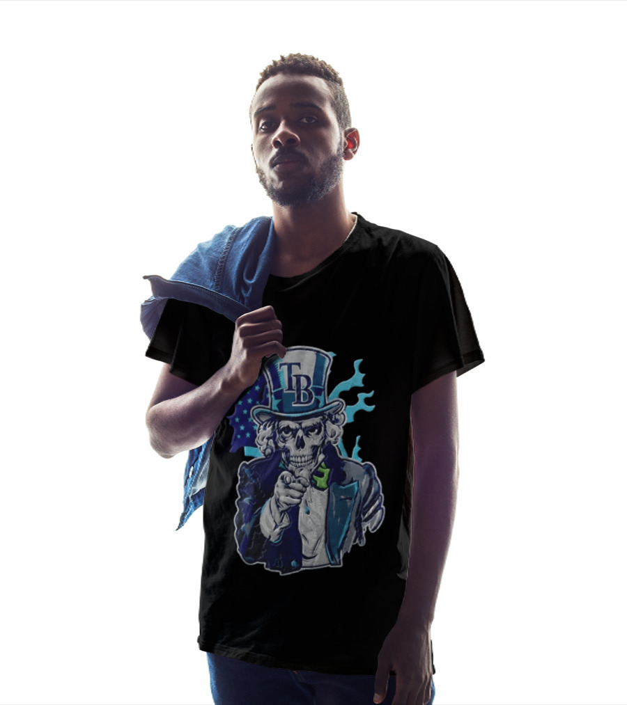 Tampa Bay Rays Skeleton Uncle Sam American Flag T-Shirt