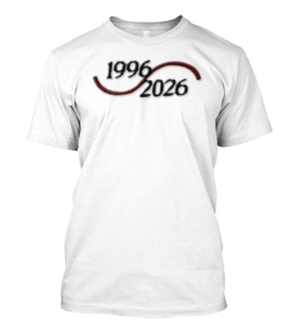 1996 2026 Red Curved Wave Line Typing Lifeline T-Shirt