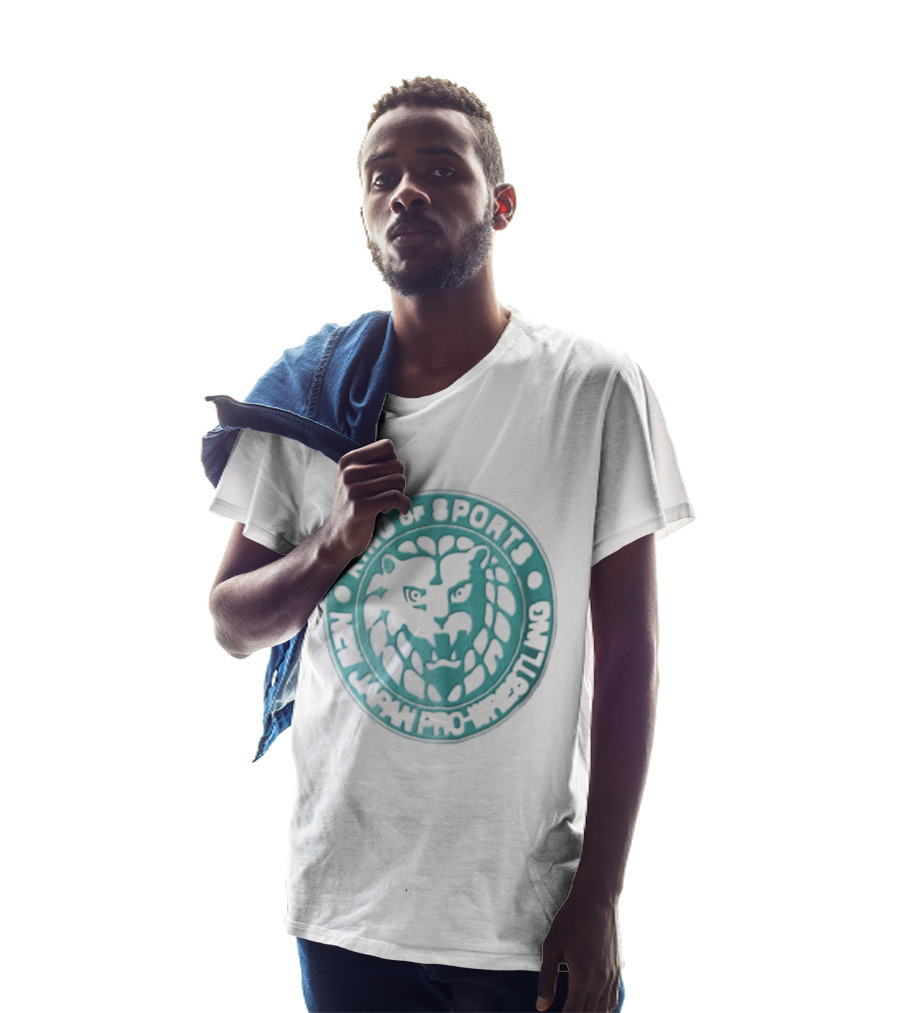 New Japan Pro Wrestling King Of Sports Teal Circular Lion Head T-Shirt