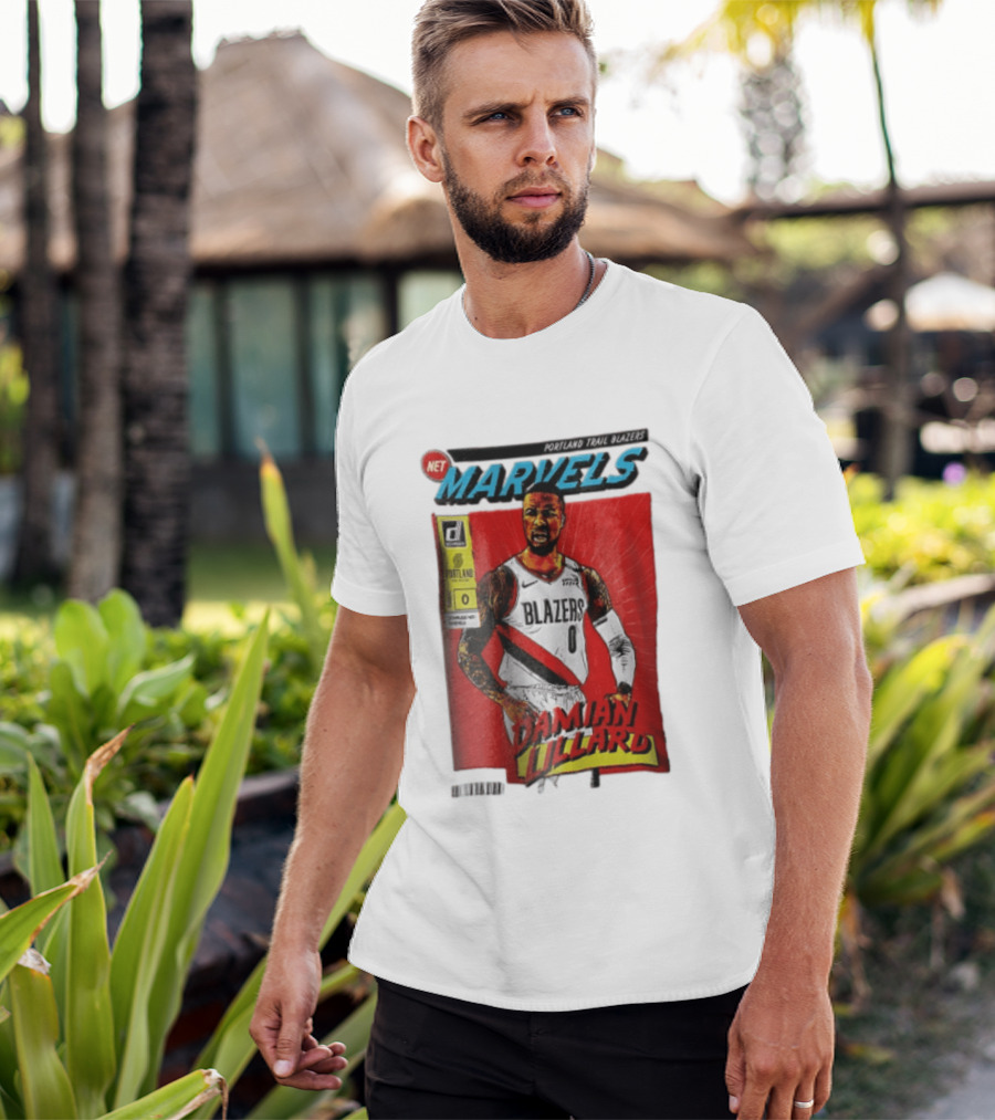 Portland Trail Blazers Net Marvels Damian Lillard Comic Cover NBA Issue 0 Halftone T-Shirt