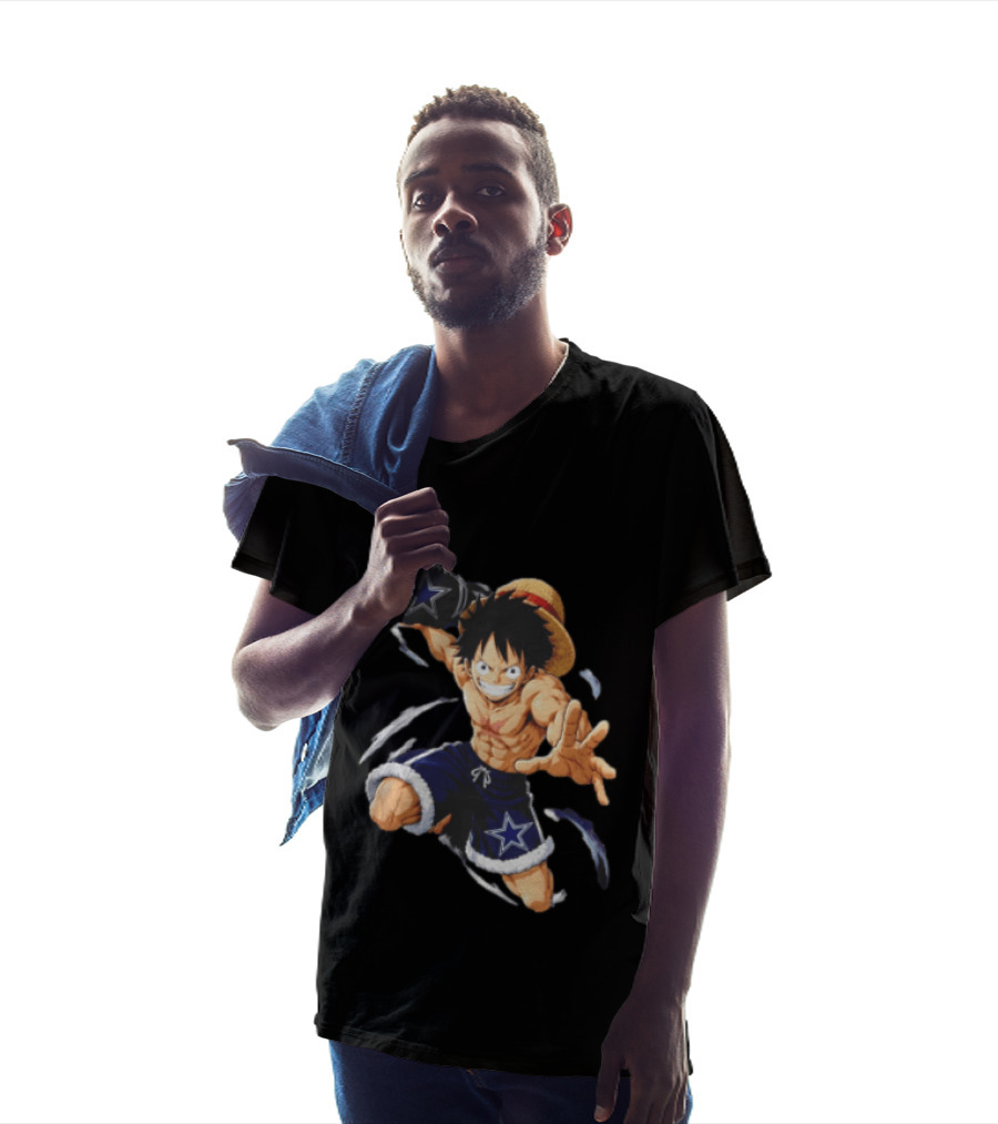 Dallas Cowboys Anime Luffy With Football Iconic Action T-Shirt