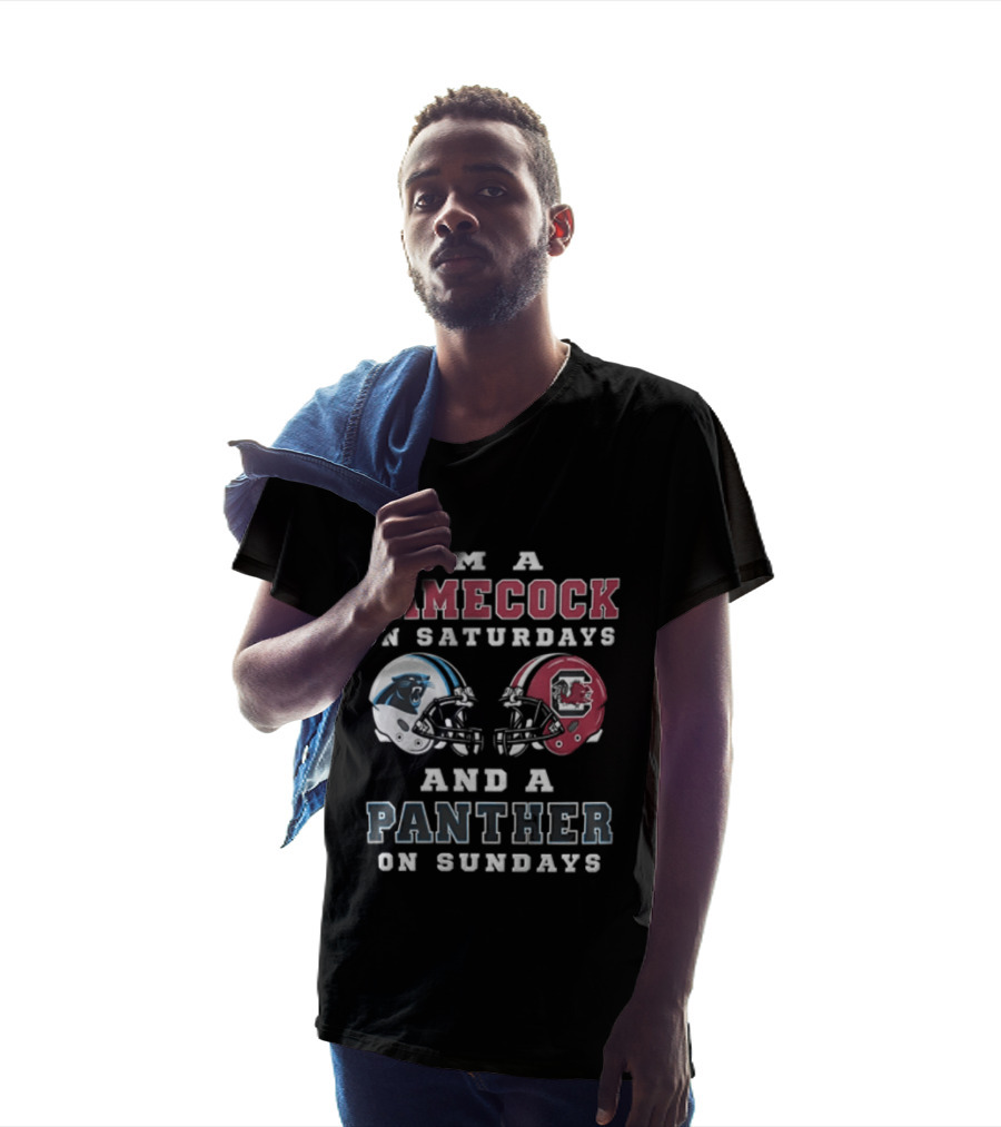 I'm A Gamecock On Saturdays And A Panther On Sundays Football Helmet T-Shirt
