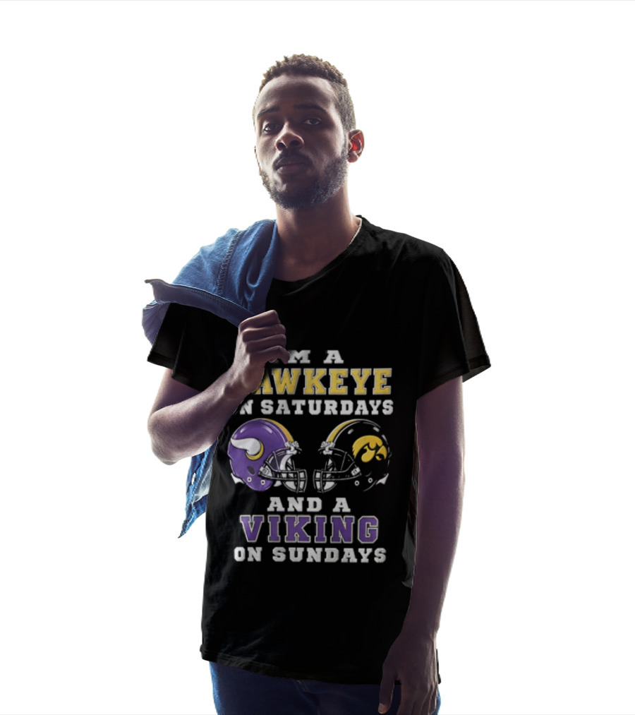 I'm A Hawkeye On Saturdays And A Viking On Sundays Football Helmets T-Shirt