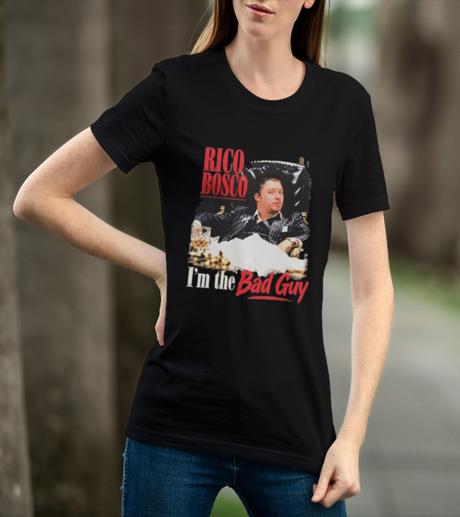 Rico Bosco I'm The Bad Guy Black Suit Reclining Chair Whiskey T-Shirt
