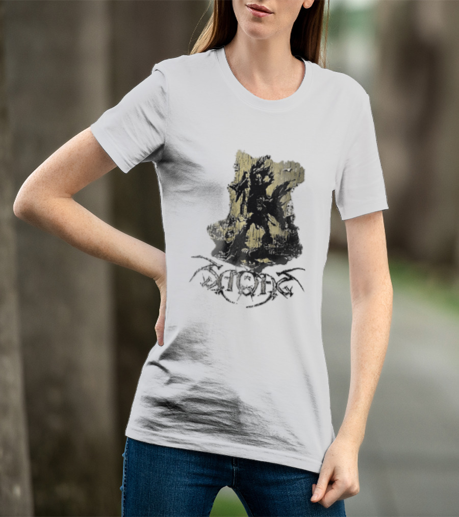 Savatage Skeleton Reaper Flying V Guitar Gold Distressed T-Shirt