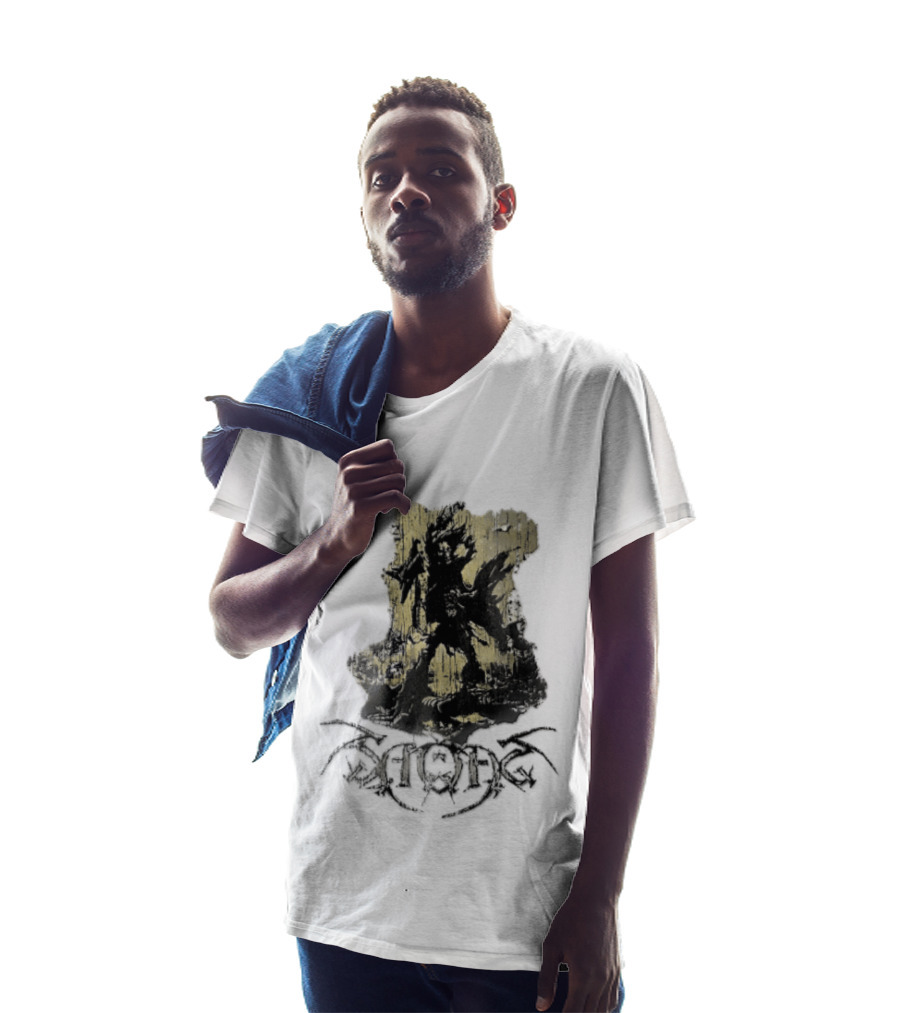 Savatage Skeleton Reaper Flying V Guitar Gold Distressed T-Shirt