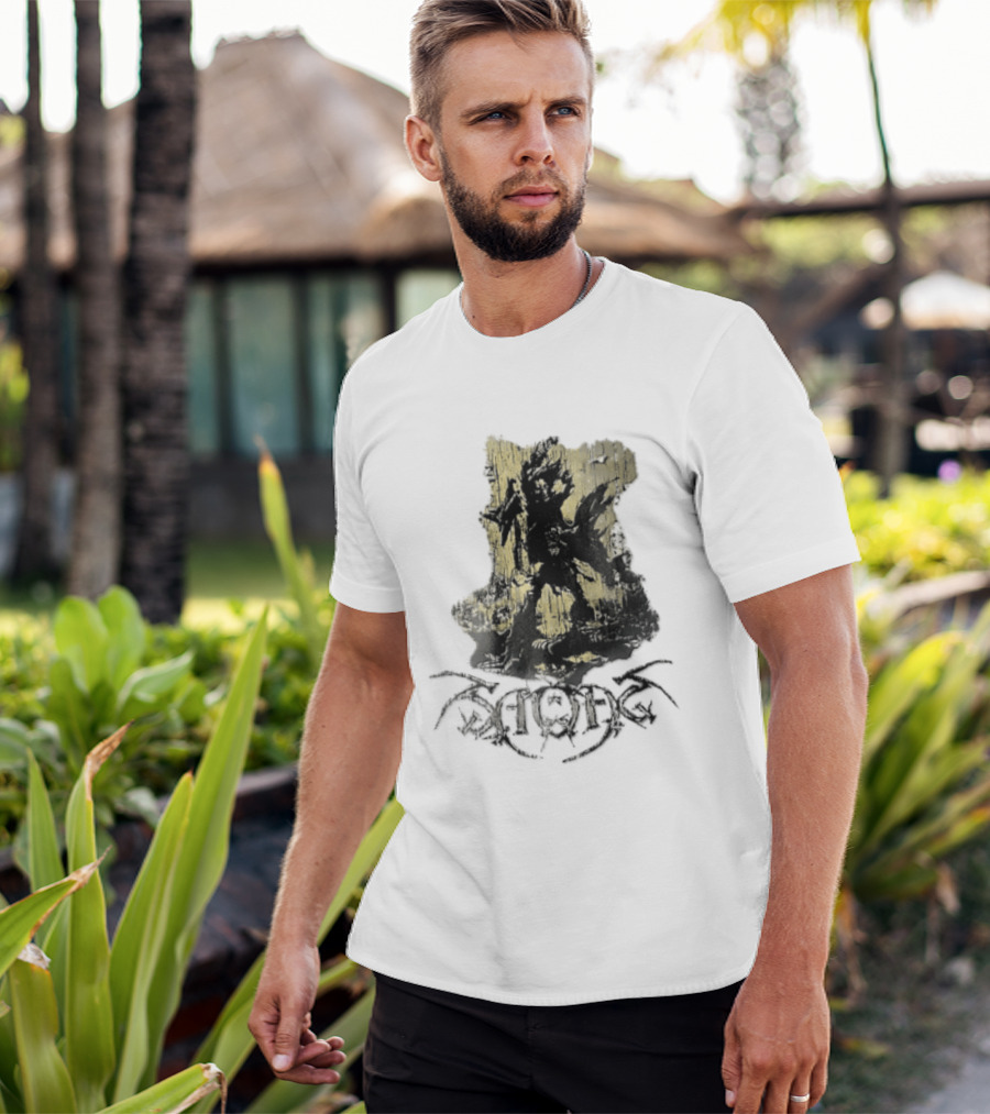 Savatage Skeleton Reaper Flying V Guitar Gold Distressed T-Shirt