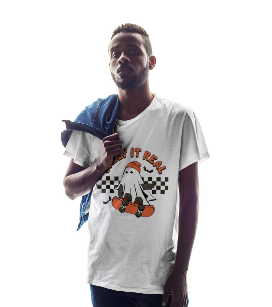 Creep It Real Ghost Skateboard Halloween T-Shirt